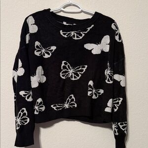 No Boundaries Black and White Butterfly Sweater